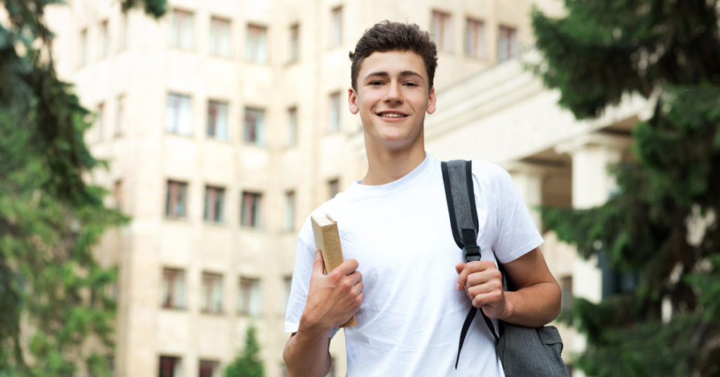 A student departing Libya to study abroad